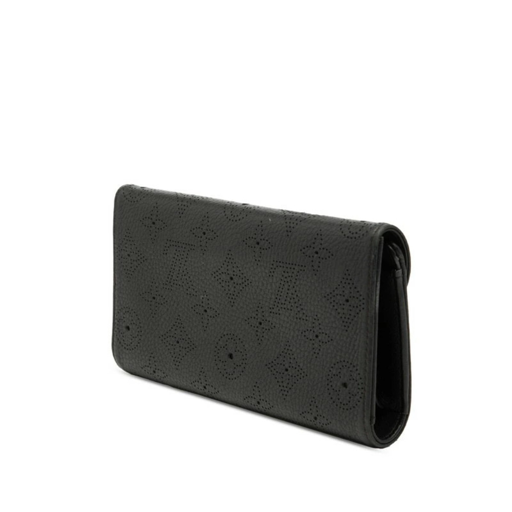 Louis Vuitton Mahina Portefeuille Amelia Bi fold Long Wallet Black Leather - Picture 2 of 6
